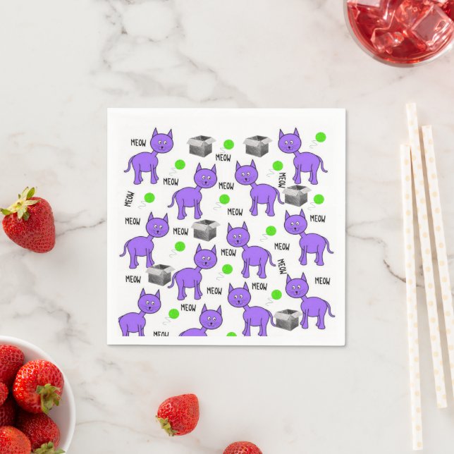 Serviette En Papier serviettes en papier, chatons chats violets (En situation)