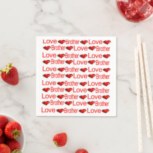 Serviette En Papier Serviettes en papier, cœurs rouges amour frère