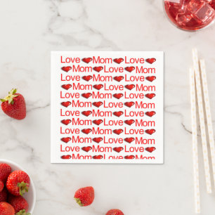 Serviette En Papier Serviettes en papier, cœurs rouges amour maman