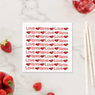 Serviette En Papier Serviettes en papier, coeurs rouges amour maman