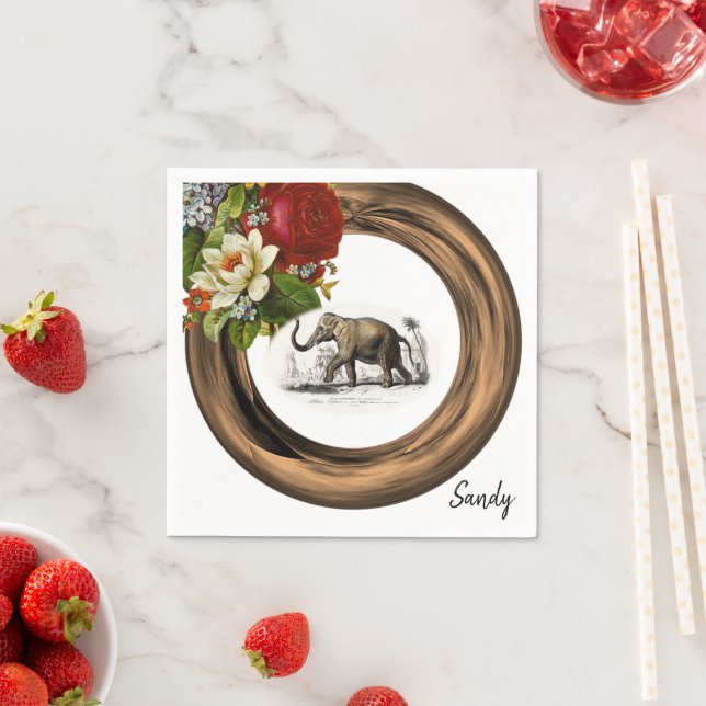 Serviette En Papier serviettes en papier, éléphant floral (En situation)