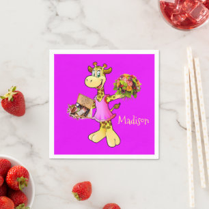 Serviette En Papier Serviettes en papier, Girafe Floral Violet