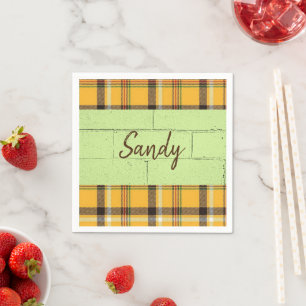 Serviette En Papier Serviettes En Papier, Jaune Plaid