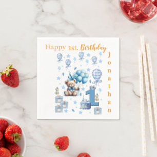 Serviette En Papier Serviettes en papier, Joyeux 1er anniversaire Ours