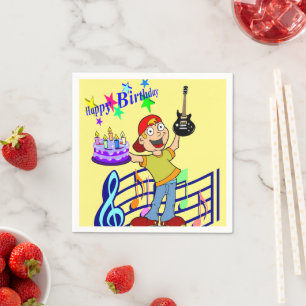 Serviette En Papier Serviettes en papier, Joyeux Anniversaire Guitare 
