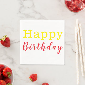 Serviette En Papier Serviettes en papier, Joyeux anniversaire jaune ro