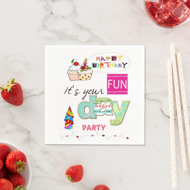 Serviette En Papier Serviettes en papier, Joyeux Cupcake d'anniversair (En situation)