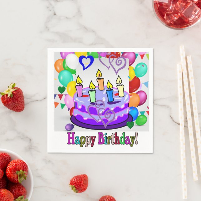 Serviette En Papier Serviettes en papier, Joyeux gâteau d'anniversaire (En situation)