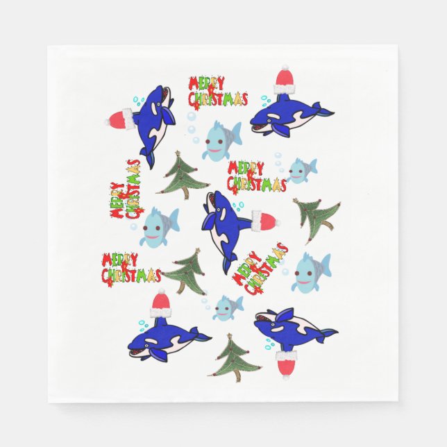 Serviette En Papier Serviettes en papier, Joyeux poisson de requin de  (Devant)