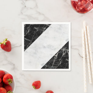 Serviette En Papier Serviettes en papier, marbre noir blanc