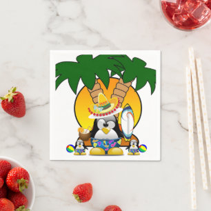 Serviette En Papier Serviettes en papier, pingouin surfer