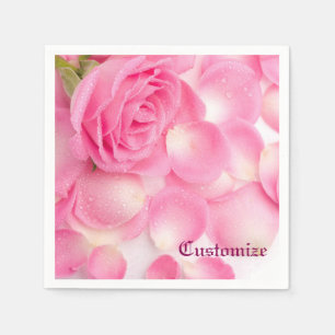 Serviette En Papier Serviettes en pétales de rose rose romantique