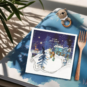 Serviette En Papier Serviettes en spirale pour Baby Shower Ice Blue Wi