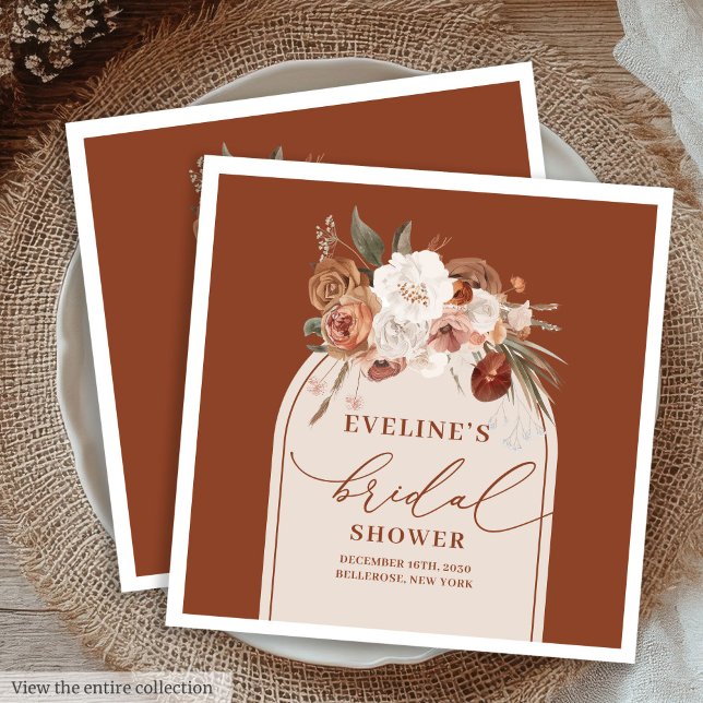 Serviette En Papier Serviettes en terre cuite bohème aquarelle pour en (Watercolor Boho Terracotta Napkins for Bridal Shower)