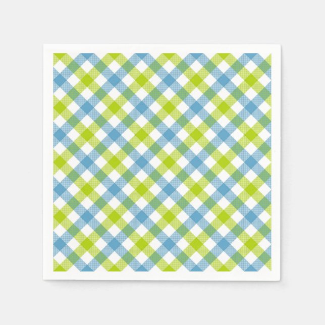 Serviette En Papier Serviettes en vichy pastel bleu vert (Devant)