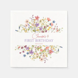 Serviette En Papier Serviettes Fille 1er Anniversaire Fleur des Champs