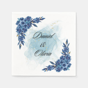 Serviette En Papier "Serviettes Fleur Bleue Élégantes pour Votre Jour 