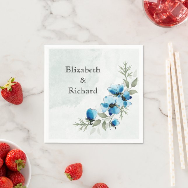 Serviette En Papier Serviettes "Fleurs bleues" (En situation)