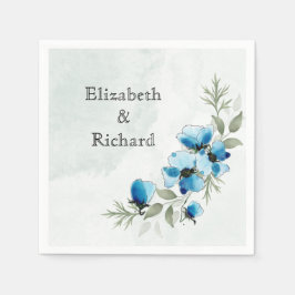 Serviette En Papier Serviettes "Fleurs bleues"