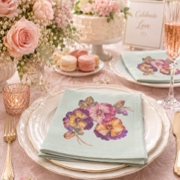 Serviette En Papier Serviettes Fleurs de Pensée Aquarelle | Jardin de