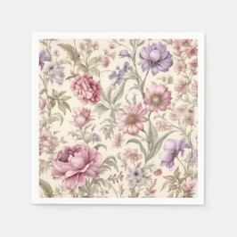 Serviette En Papier Serviettes Fleurs Rose Violet Vintage