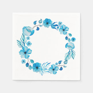 Serviette En Papier Serviettes Florales Bleues Personnalisées