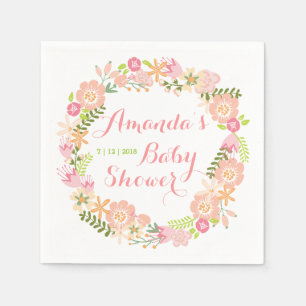 Serviette En Papier Serviettes florales de baby shower de guirlande