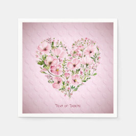 Serviette En Papier Serviettes florales de coeur rose