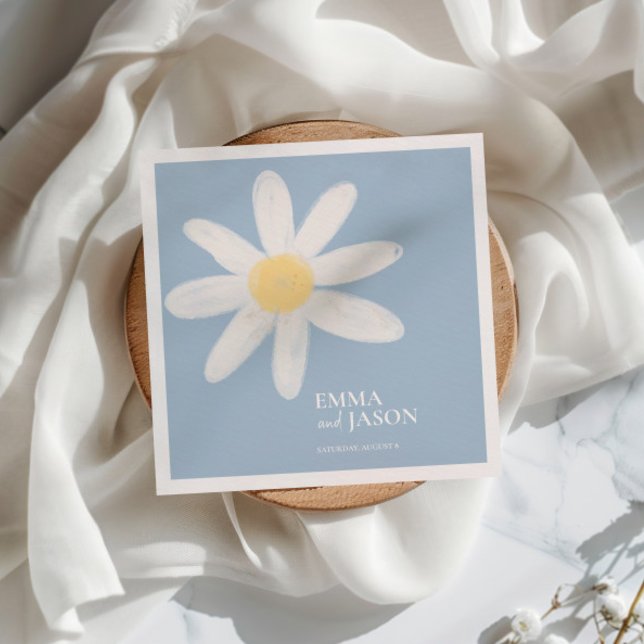 Serviette En Papier Serviettes florales Dusty Blue Boho Daisy (Créateur téléchargé)