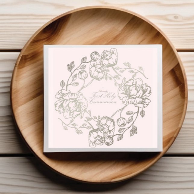 Serviette En Papier Serviettes florales en or Communion (Créateur téléchargé)