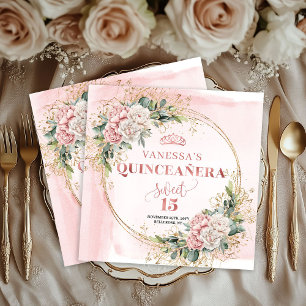 Serviette En Papier Serviettes Florales Eucalyptus en Rose Pâle pour Q