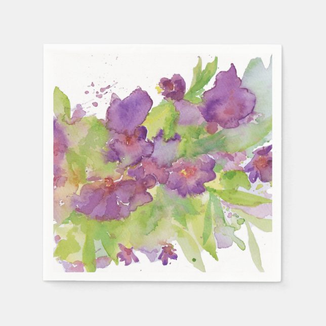 Serviette En Papier Serviettes florales pourpres (Devant)