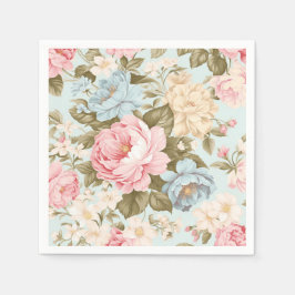 Serviette En Papier Serviettes Florales Rose Bleu