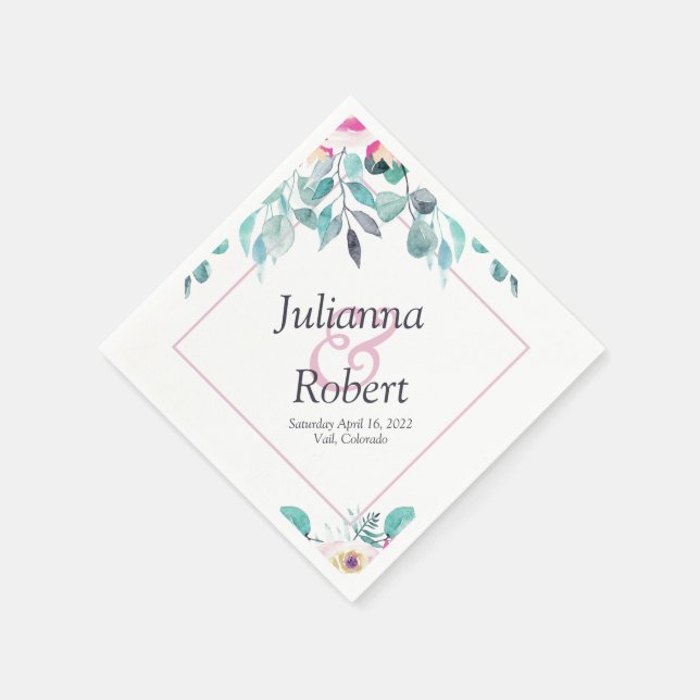 Serviette En Papier serviettes florales rose printanière (Coin)