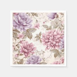 Serviette En Papier Serviettes florales rose violet