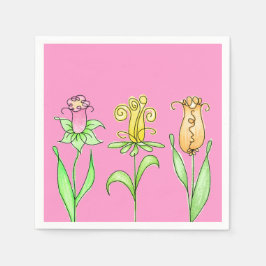 Serviette En Papier Serviettes florales roses