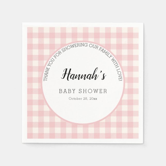 Serviette En Papier Serviettes Gingham Pastel pour Baby Shower (Devant)