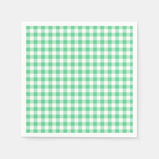 Serviette En Papier Serviettes Gingham Pastel Vertes (Devant)