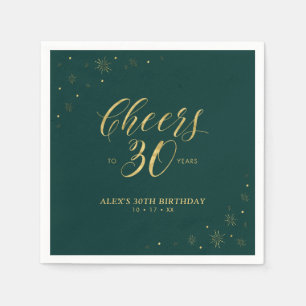 Serviette En Papier Serviettes Gold & Green Cheers Fête d'anniversaire