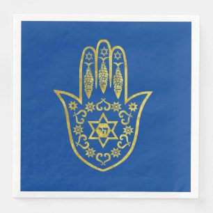 Serviette En Papier Serviettes Hamsa Gold Outline