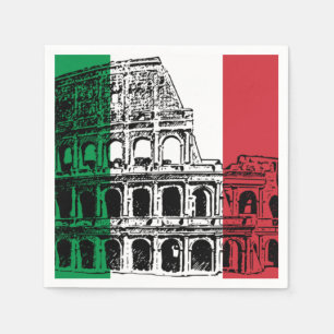 Serviette En Papier Serviettes italiennes avec image de Drapeau.