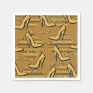 Serviette En Papier Serviettes jaunes de motif de chaussures de