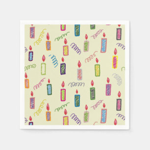 Serviette En Papier Serviettes Joyeux Anniversaire Bougies Colorées