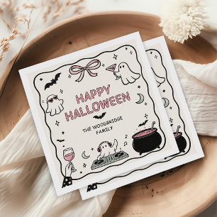 Serviette En Papier Serviettes Joyeux Halloween Dessinées à la Main