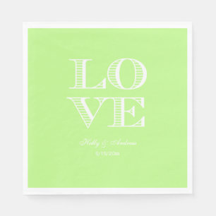 Serviette En Papier Serviettes LOVE Vert Pistache, Blanc