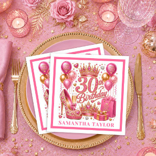 Serviette En Papier Serviettes Luxe Pailletées Rose Et Or Pour 30 Ans