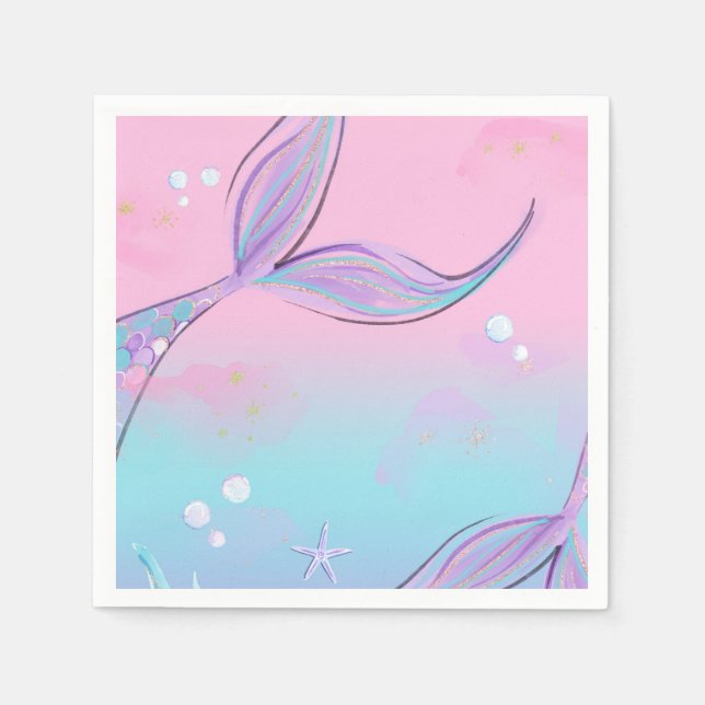 Serviette En Papier Serviettes Magique à queue de sirène (Devant)