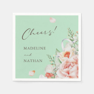 Serviette En Papier Serviettes Mariage à la menthe verte et à la broch