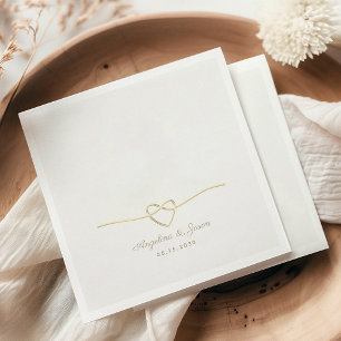 Serviette En Papier Serviettes Mariage classique blanc et or