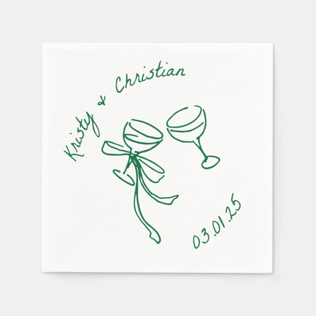 Serviette En Papier Serviettes Mariage de pain au champagne sur mesure (Devant)